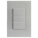 Conjunto Interruptor Triplo Simples 4x2 - RECTA PRATA SATIN FOSCO